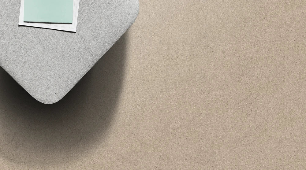 Shell cut pile twist carpet, a delicate pale cream with luminous coastal calm and refined soft polyester feel, from the Kawana Flooring Redbook Barossa collection