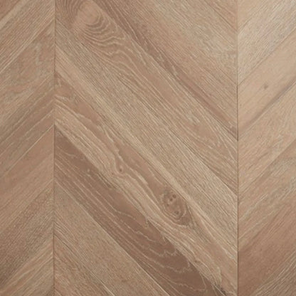 Cannes De Marque Oak Chevron parquetry, pre-finished European Oak with soft natural oak tone, from the Kawana Flooring De Marque parquetry collection