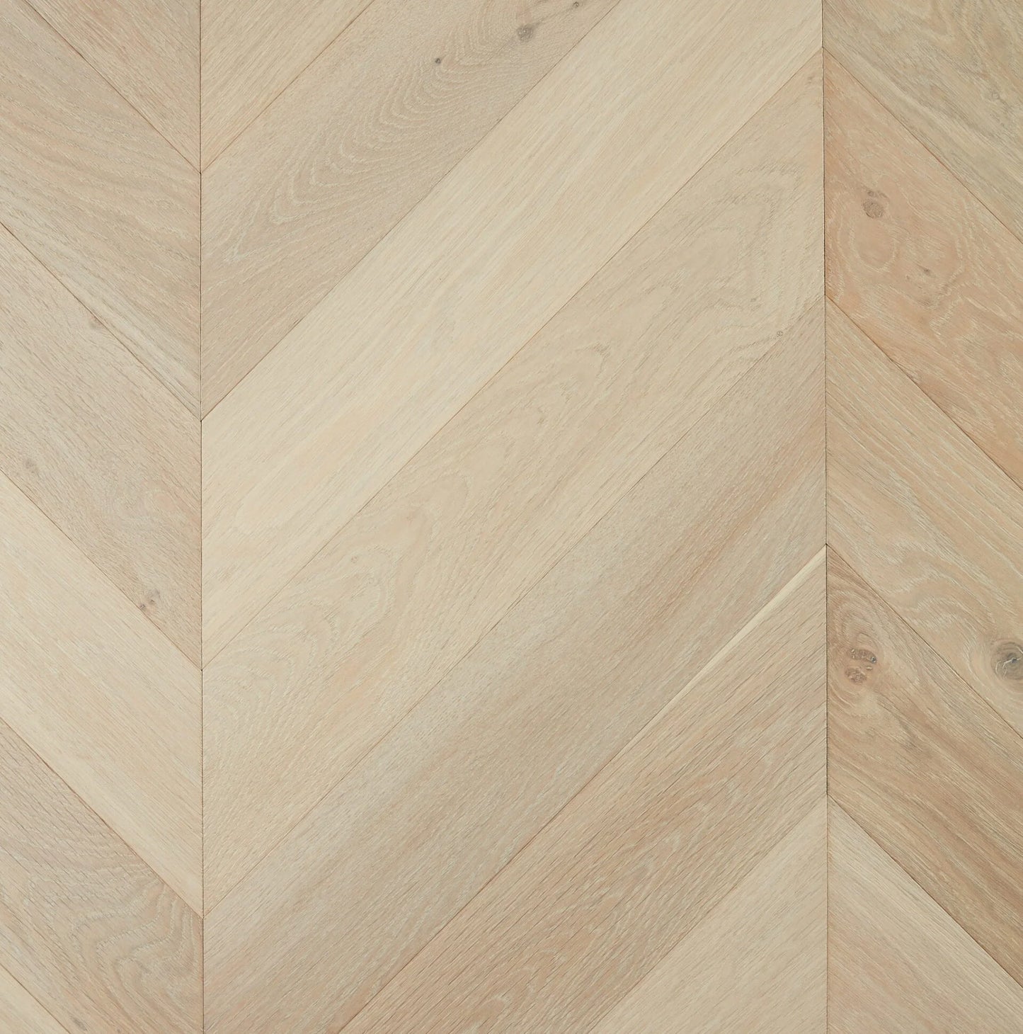 Chateau Grey De Marque Oak Chevron parquetry, pre-finished European Oak with soft whitewashed pale grey, from the Kawana Flooring De Marque parquetry collection