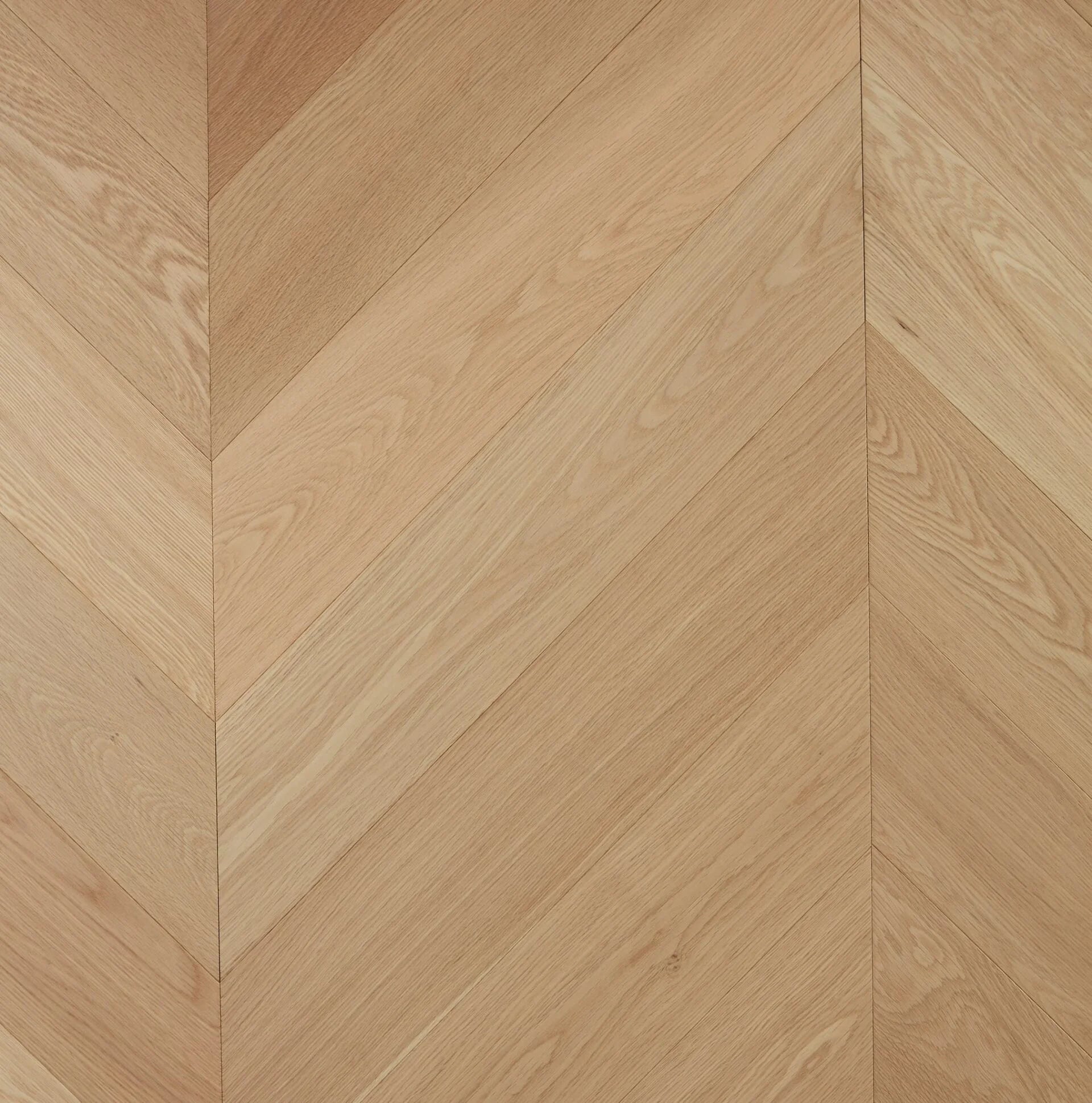 Pure Natural De Marque Oak Chevron parquetry, pre-finished European Oak with natural pale oak tone, from the Kawana Flooring De Marque parquetry collection