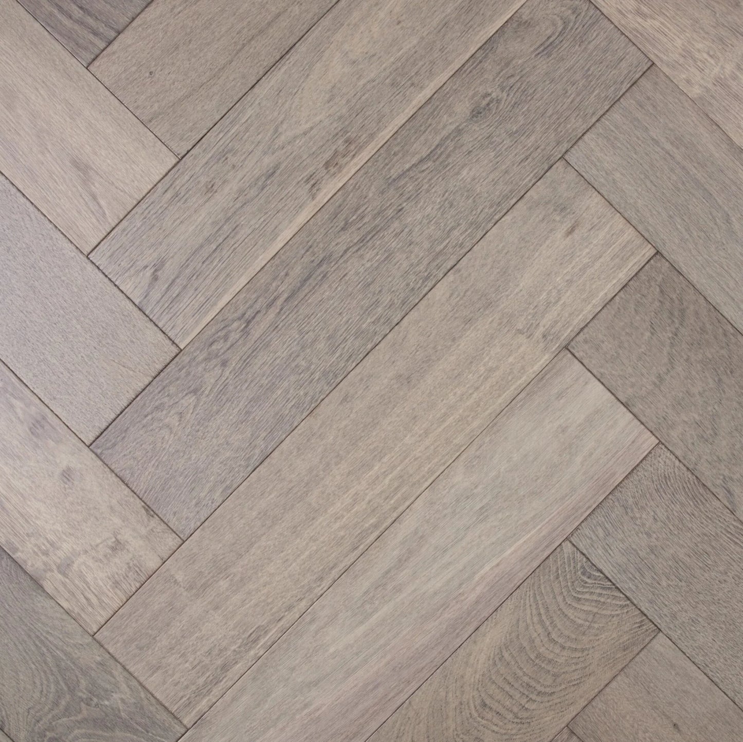 Storm De Marque Oak Herringbone parquetry, pre-finished European Oak with cool muted grey, from the Kawana Flooring De Marque parquetry collection