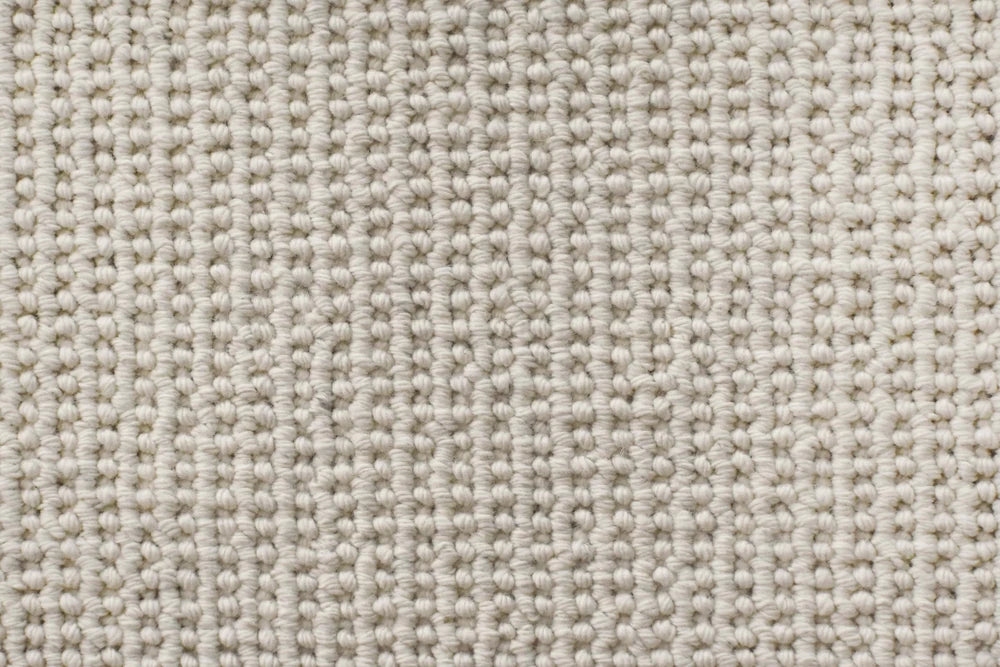 Arctic Pearl wool textured loop carpet, a soft pale luminous neutral with cool atmospheric character and richly heathered wool surface, from the Kawana Flooring Victoria Carpets Hatfield collection