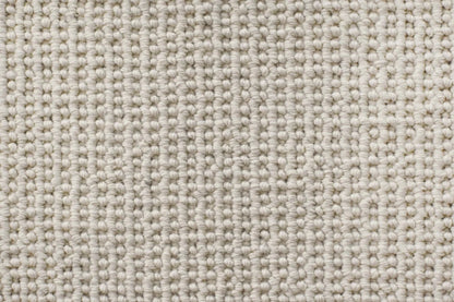Arctic Pearl wool textured loop carpet, a soft pale luminous neutral with cool atmospheric character and richly heathered wool surface, from the Kawana Flooring Victoria Carpets Hatfield collection