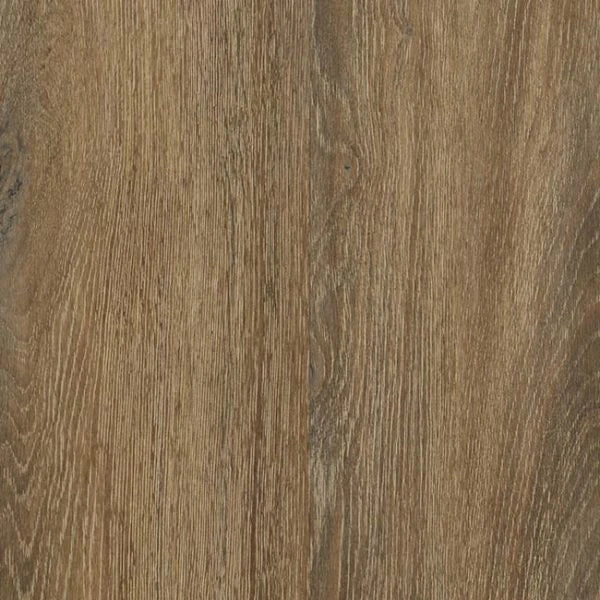 Sunset Haze luxury vinyl plank, a warm honey-brown with smoked overtones and rich grain figure, from the Kawana Flooring Heartridge Smoked Oak collection