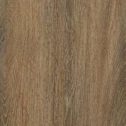 Sunset Haze luxury vinyl plank, a warm honey-brown with smoked overtones and rich grain figure, from the Kawana Flooring Heartridge Smoked Oak collection