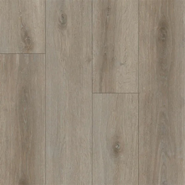 Phantom hybrid plank, a moody mid-grey oak with knotted character and deep grain shadowing, from the Kawana Flooring Heartridge Summerhill collection