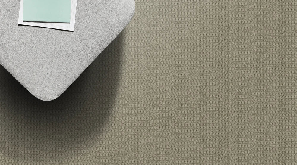 Wood Ash patterned loop carpet, a soft greenish-grey with quietly organic undertones and architectural woven character, from the Kawana Flooring Redbook Kashmir collection