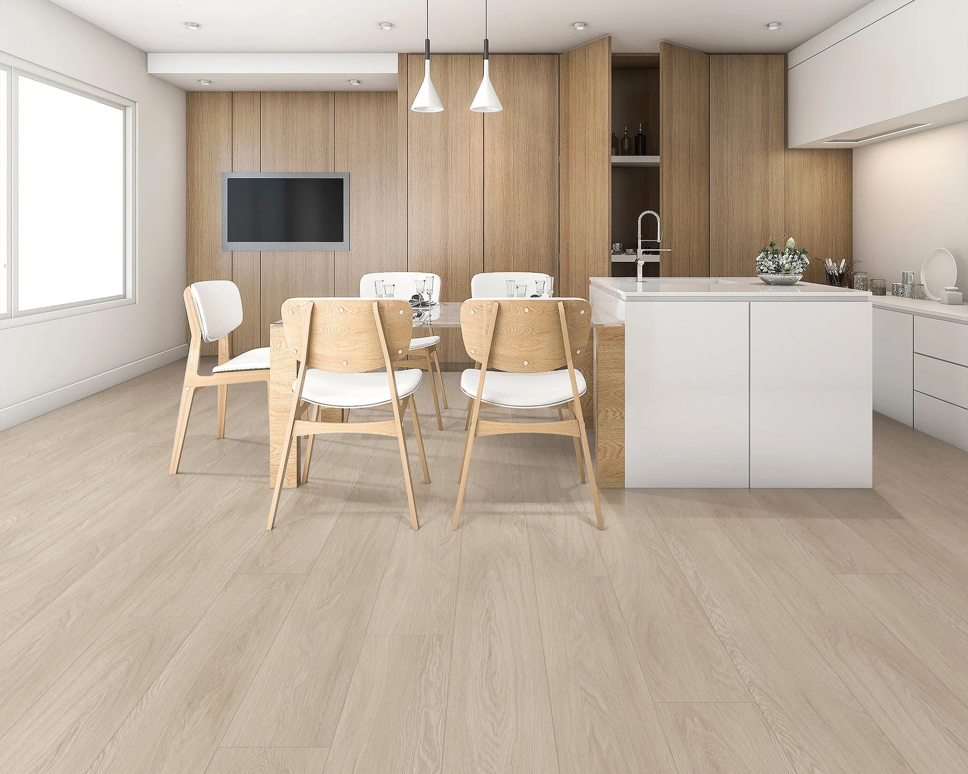 Tranquility Ivory Oak vinyl plank flooring